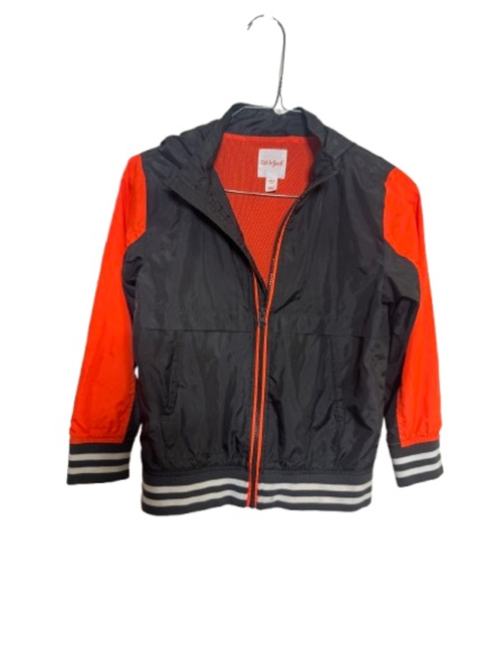 Cat & Jack Black and Orange Hooded Colorblock Jacket